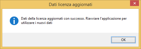 Dati licenza aggiornati