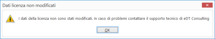 I dati della licenza non sono stati aggiornati