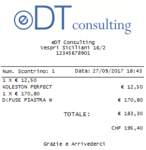 Scontrino con doppia valuta